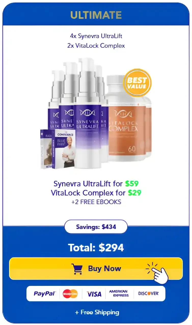 Six bottle best value bundle of Synevra Ultra Lift with free bonuses